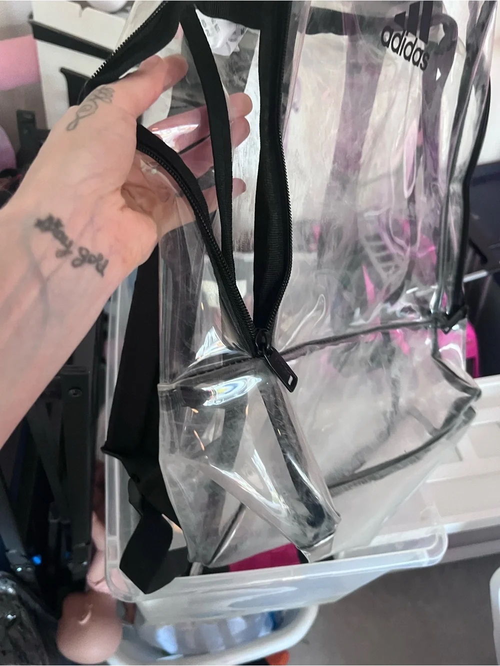 adidas Clear Backpack with Black Trim